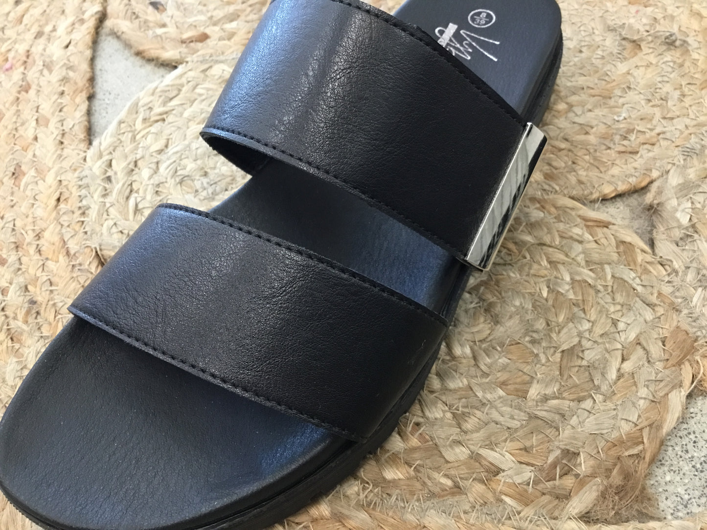 Sandal Leather Strap Silver Clip