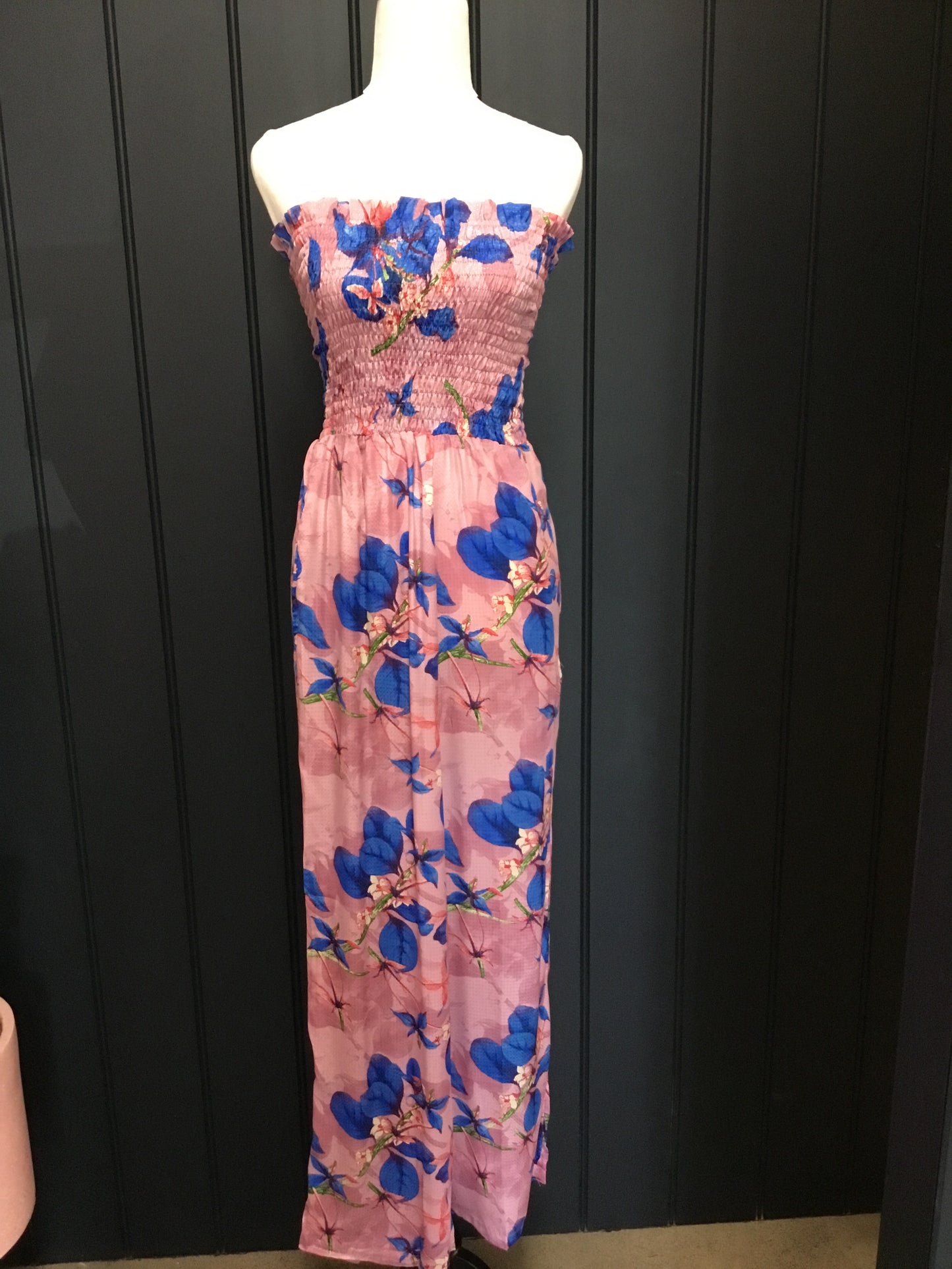 Strapless Jumpsuit Bold Floral