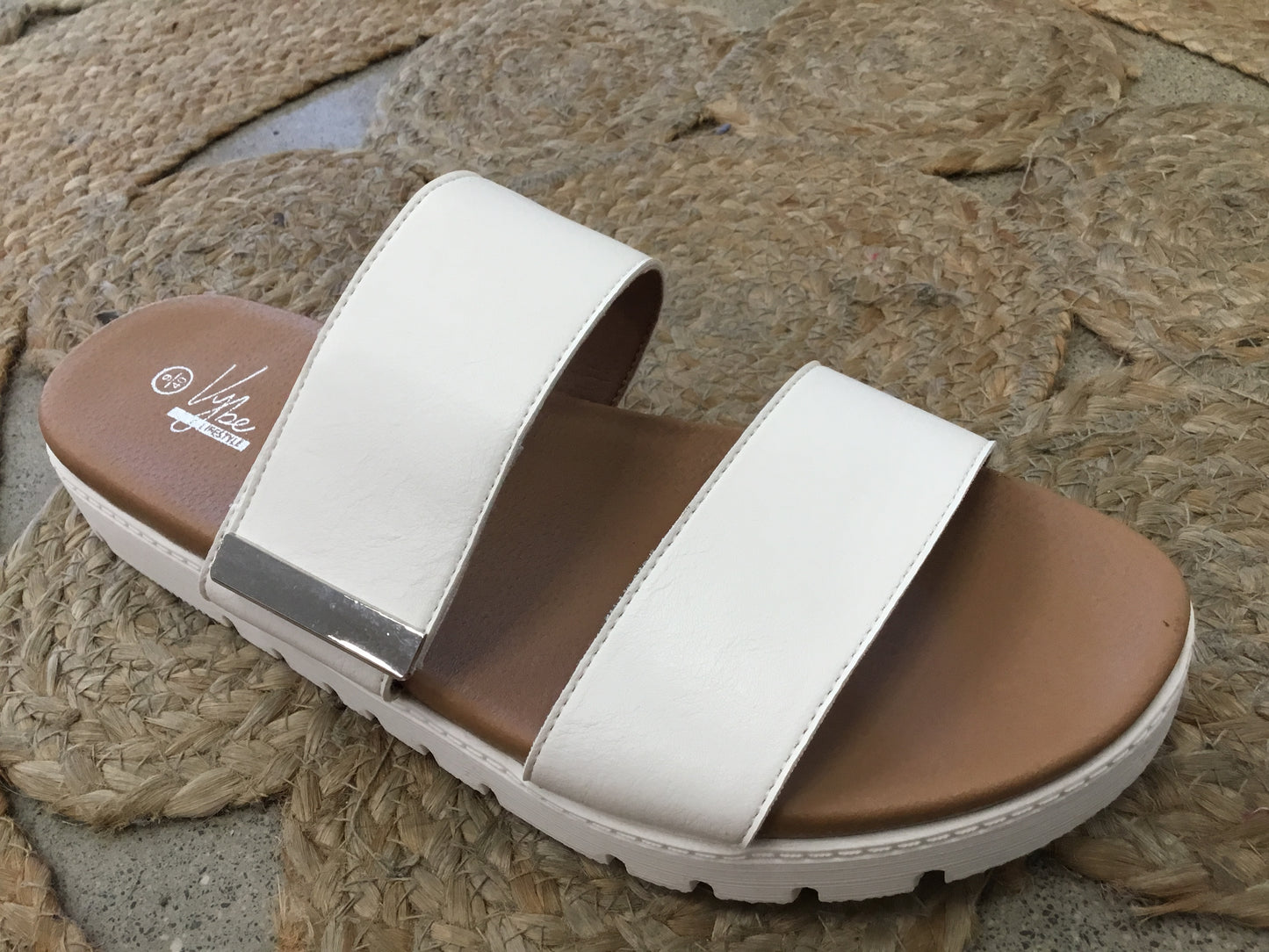 Sandal Leather Strap Silver Clip