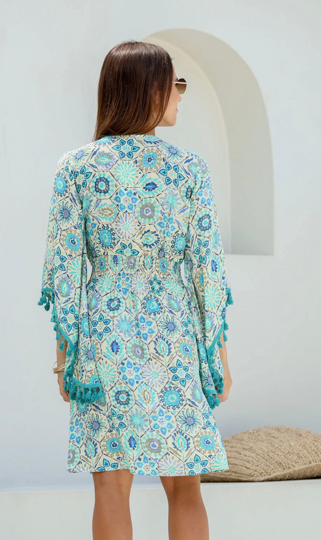 Moroccan Tassle Blue/Gold Dress