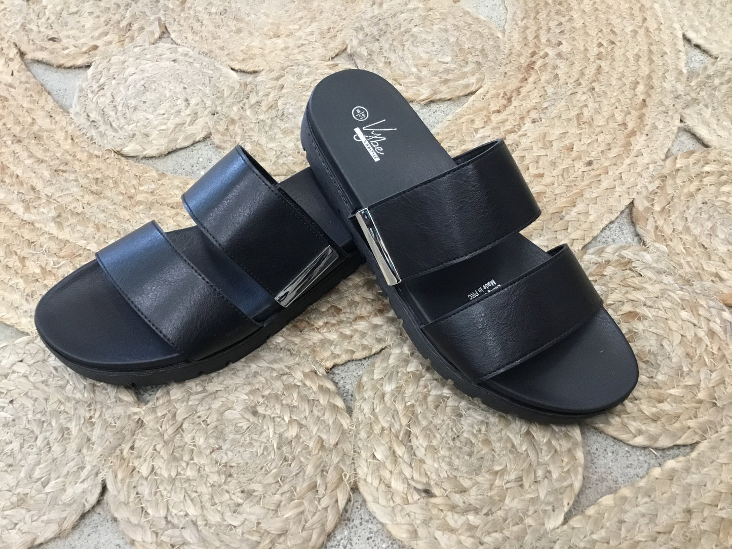 Sandal Leather Strap Silver Clip