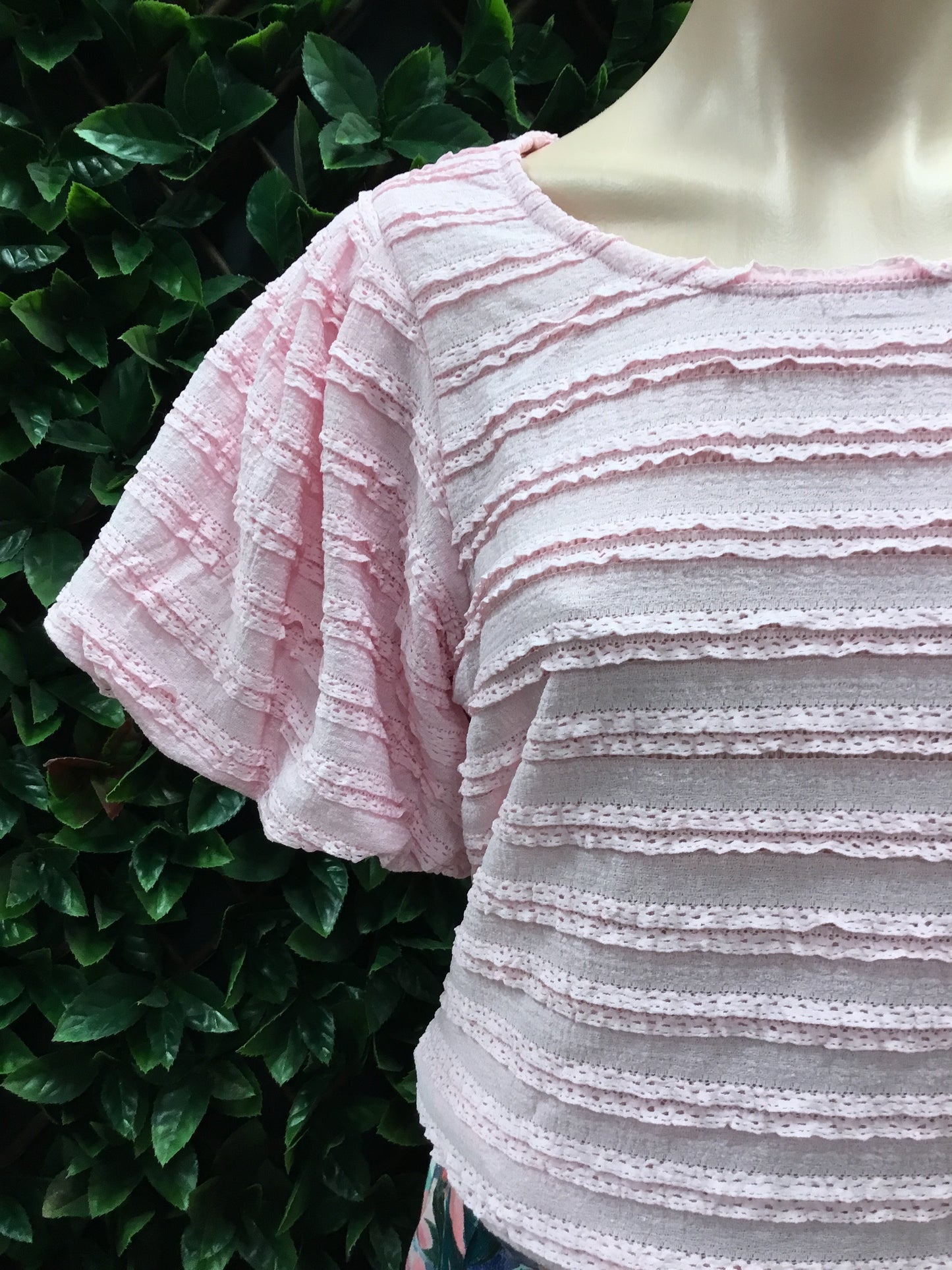 Pink Ruffle Textured Top