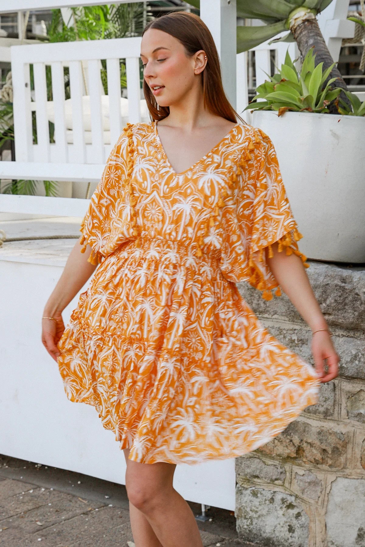 Orange Palms Dress