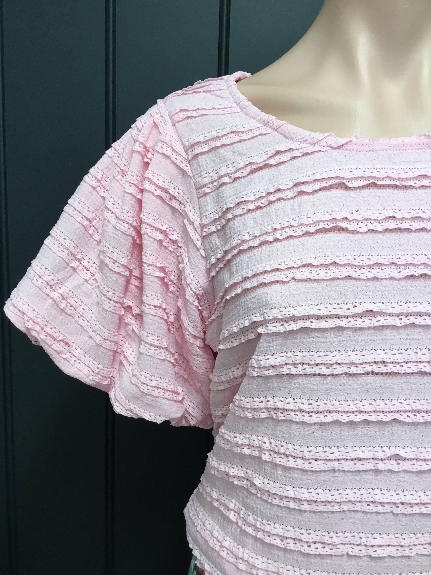 Pink Ruffle Textured Top