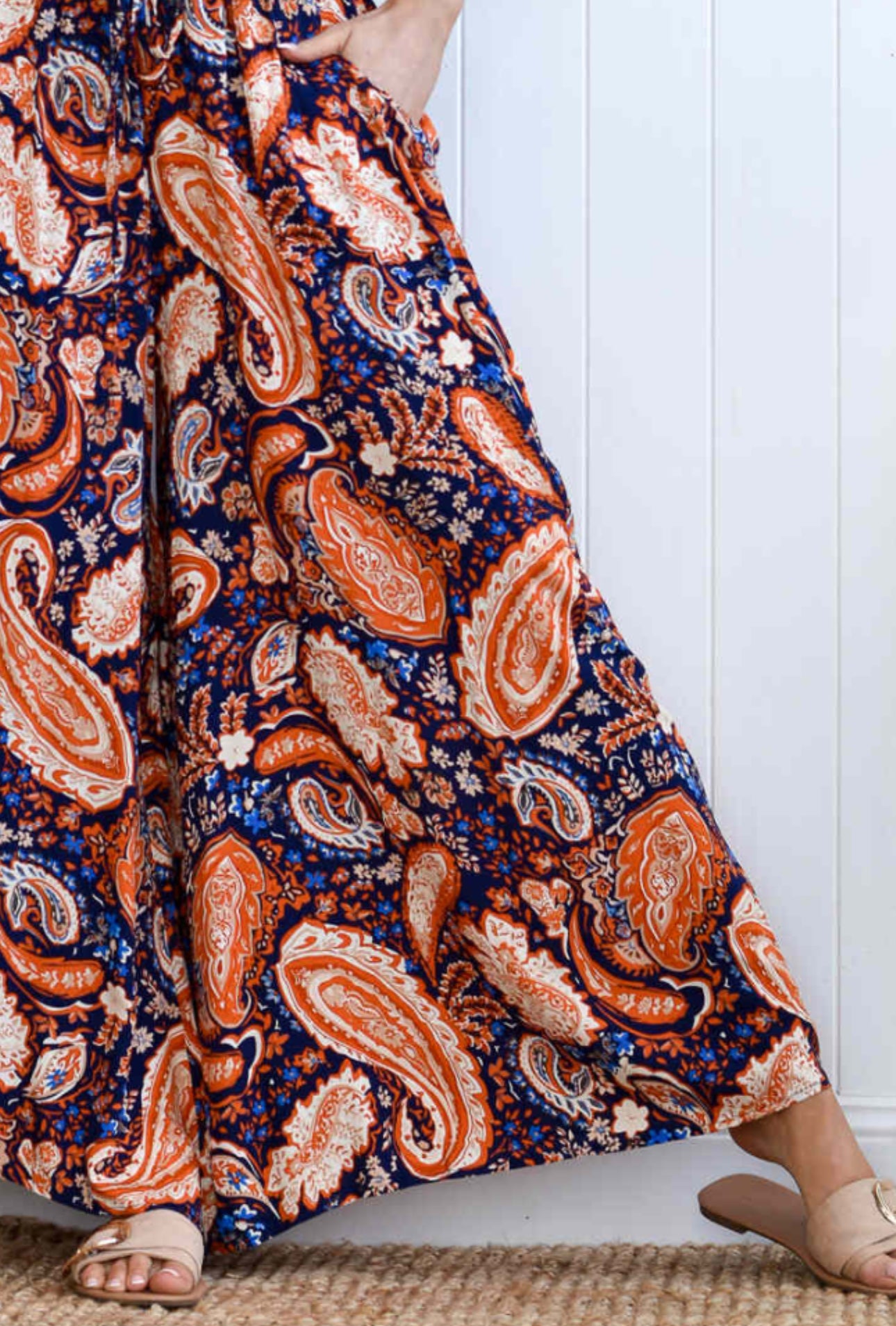 Orange Paisley Wide Leg Pant