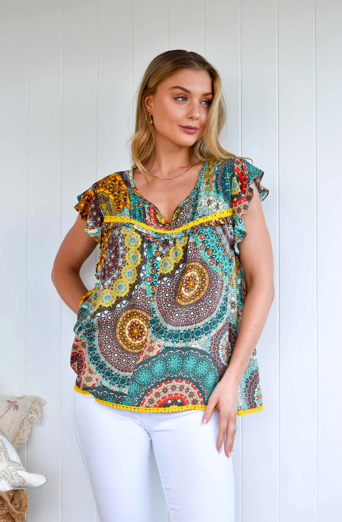 Dreamtime Frill Sleeve Top