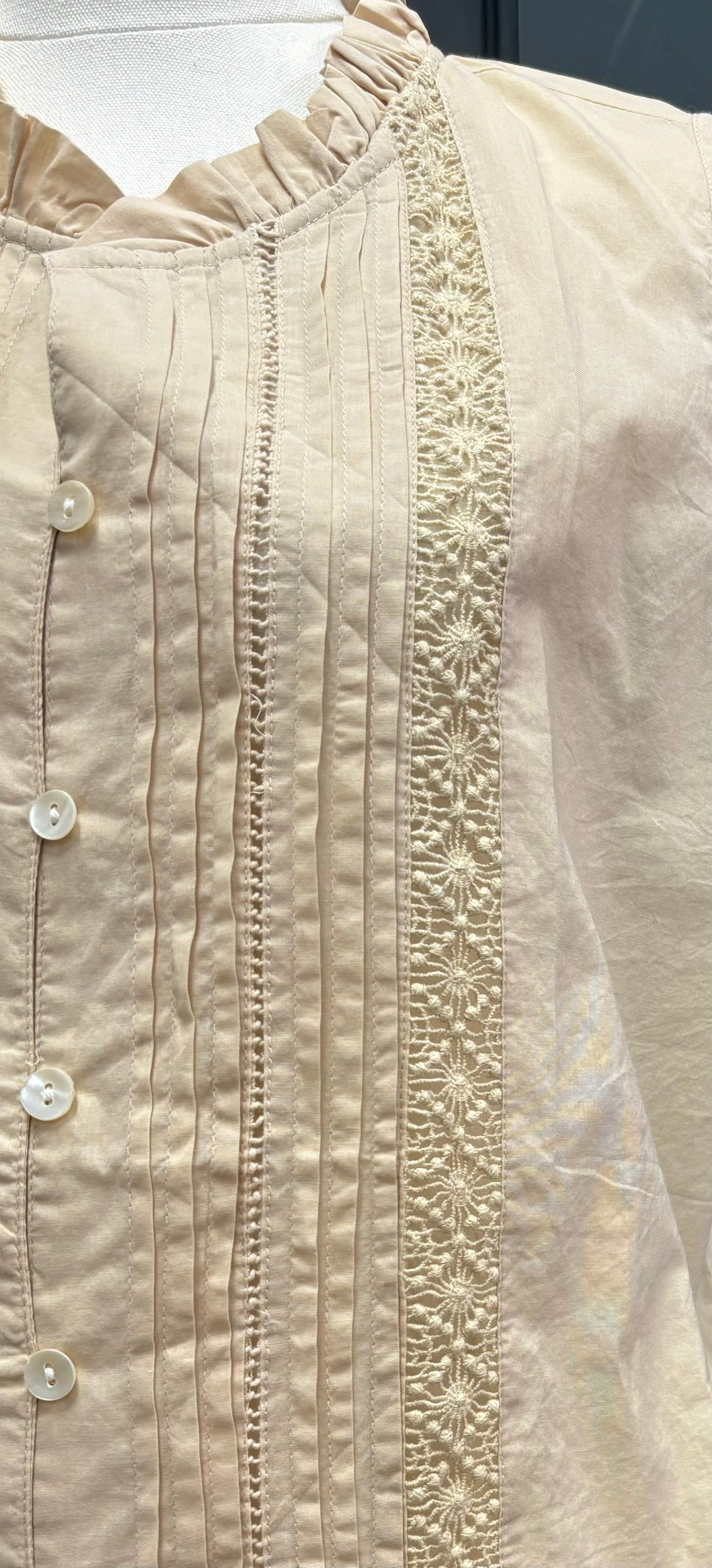 Latte Lace Trim Sleeveless Shirt