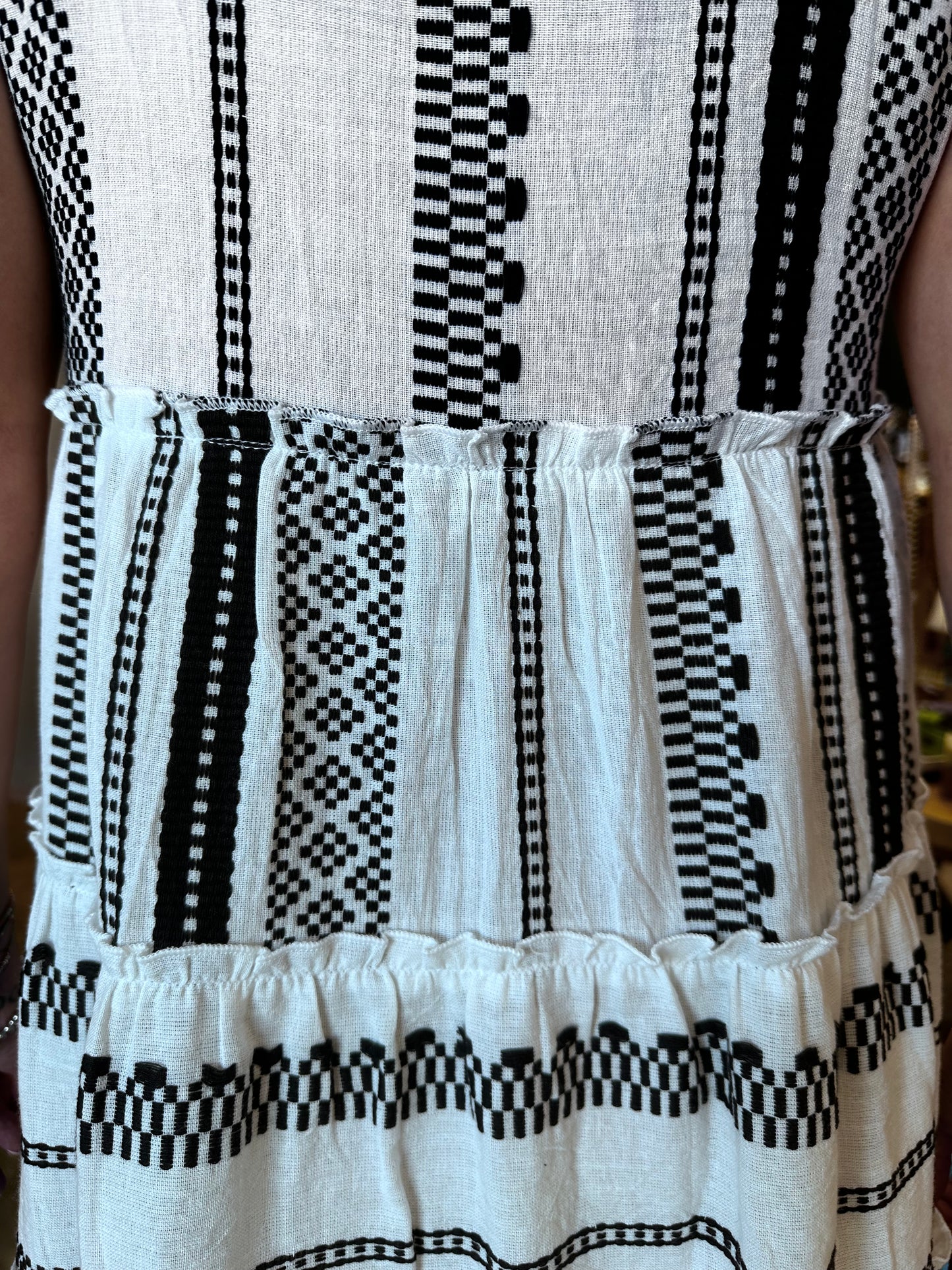 Aztec White Short Dress