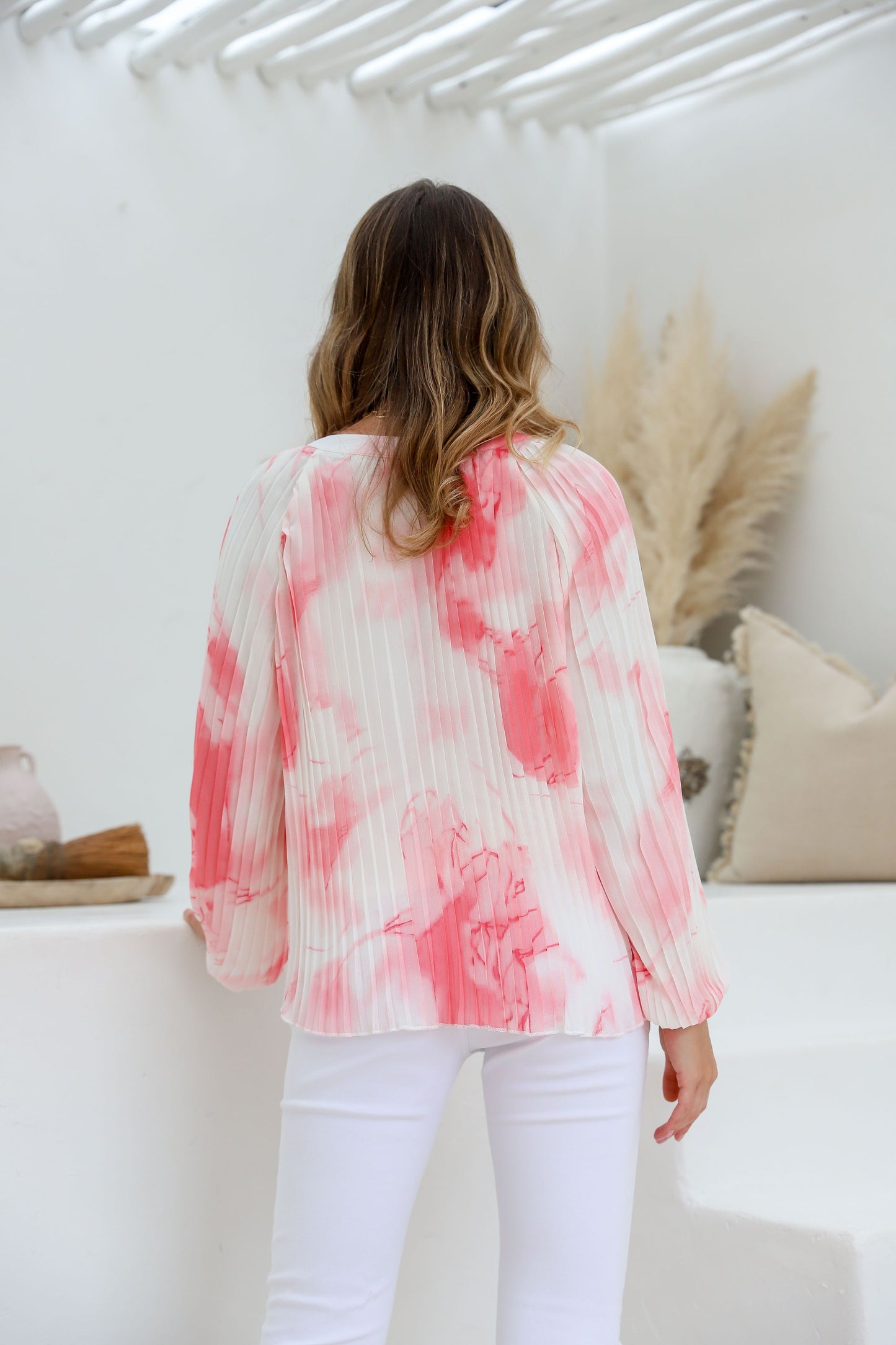 Pleated Blossom Top Pink