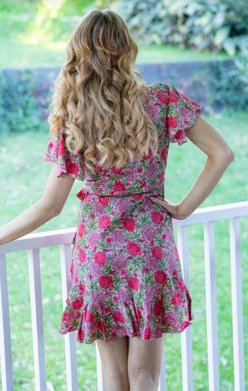 Tea Party Rose Short Wrap Dress