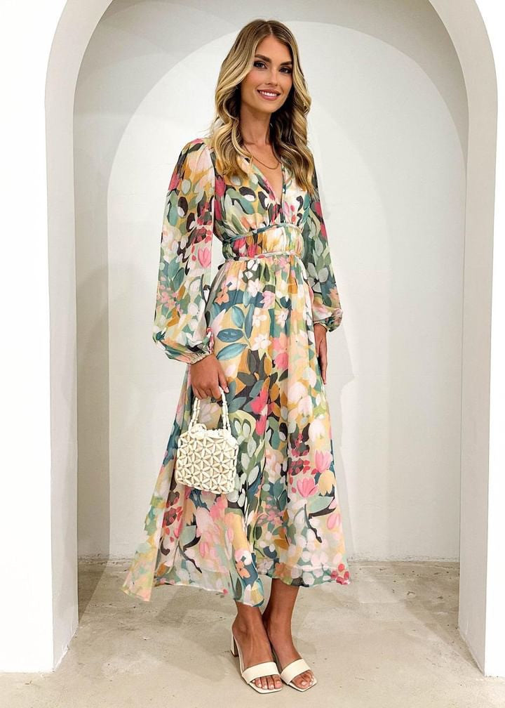 Floral Fantasy Party Dress - Green