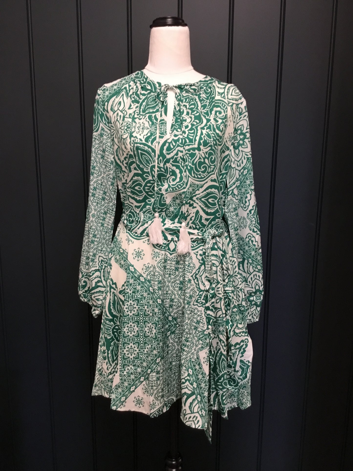 Paisley Tassel Green Dress
