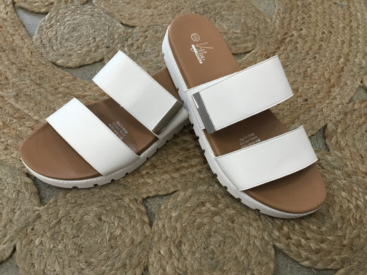 Sandal Leather Strap Silver Clip