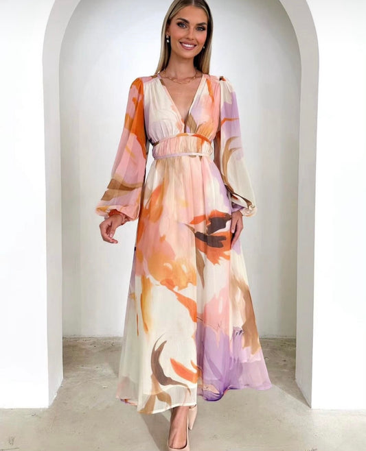 Floral Fantasy Party Dress - Purple