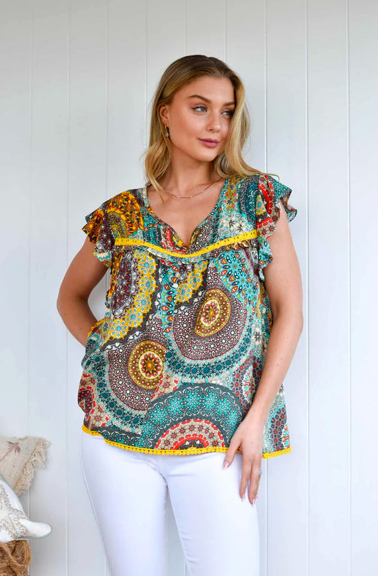 Dreamtime Frill Sleeve Top