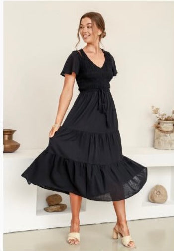 Linen Tiered Maxi Dress