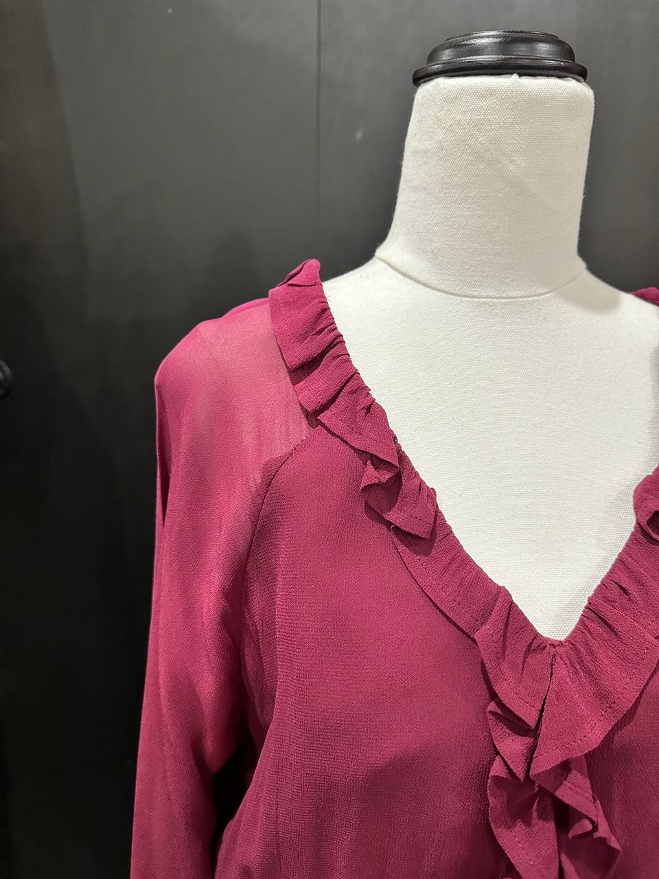 Wine Romance Ruffle Dress