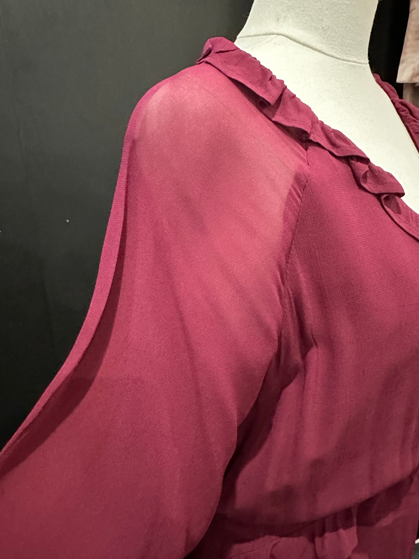 Wine Romance Ruffle Dress