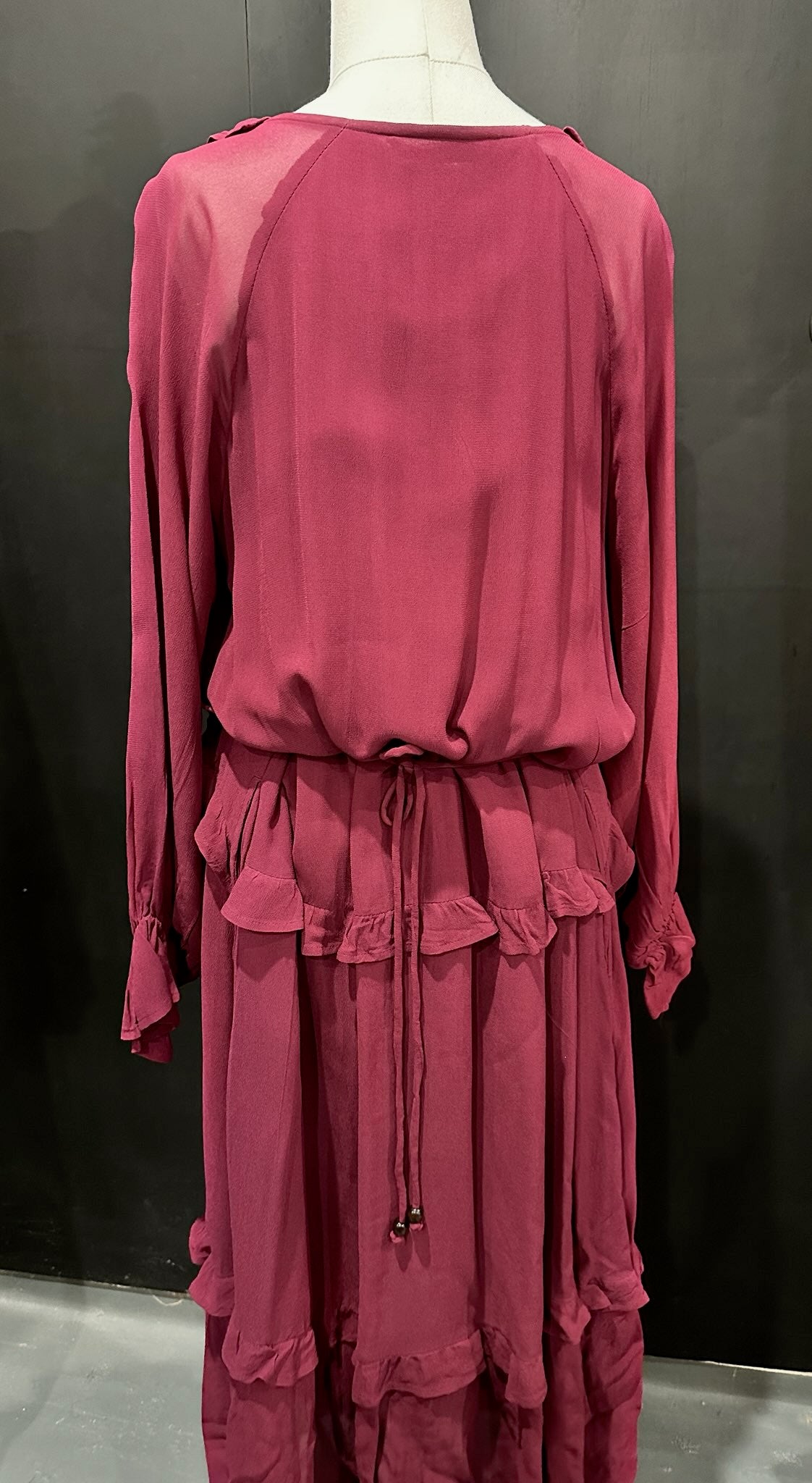 Wine Romance Ruffle Dress