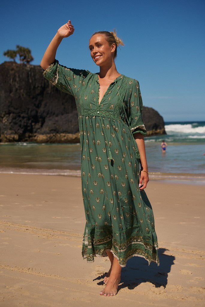 Jaase Boho Green Dress