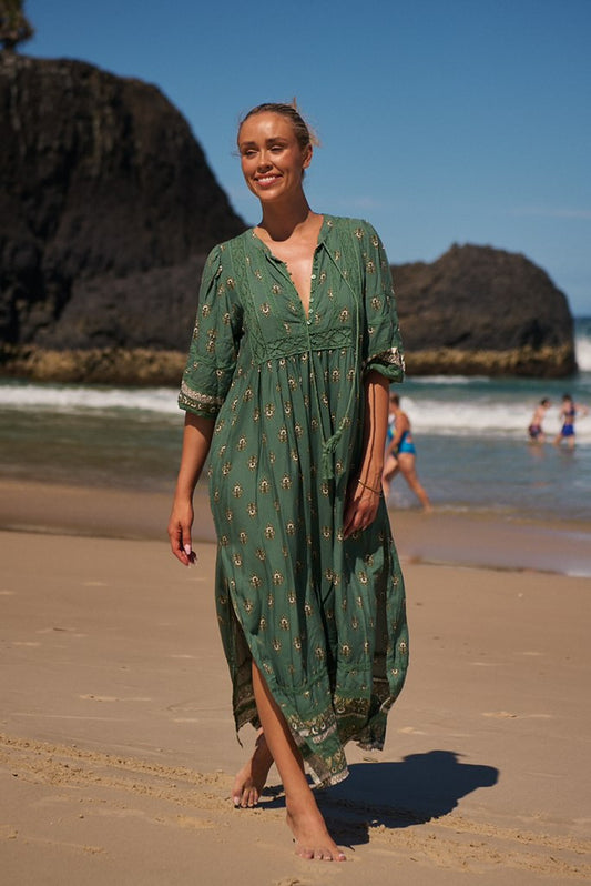Jaase Boho Green Dress