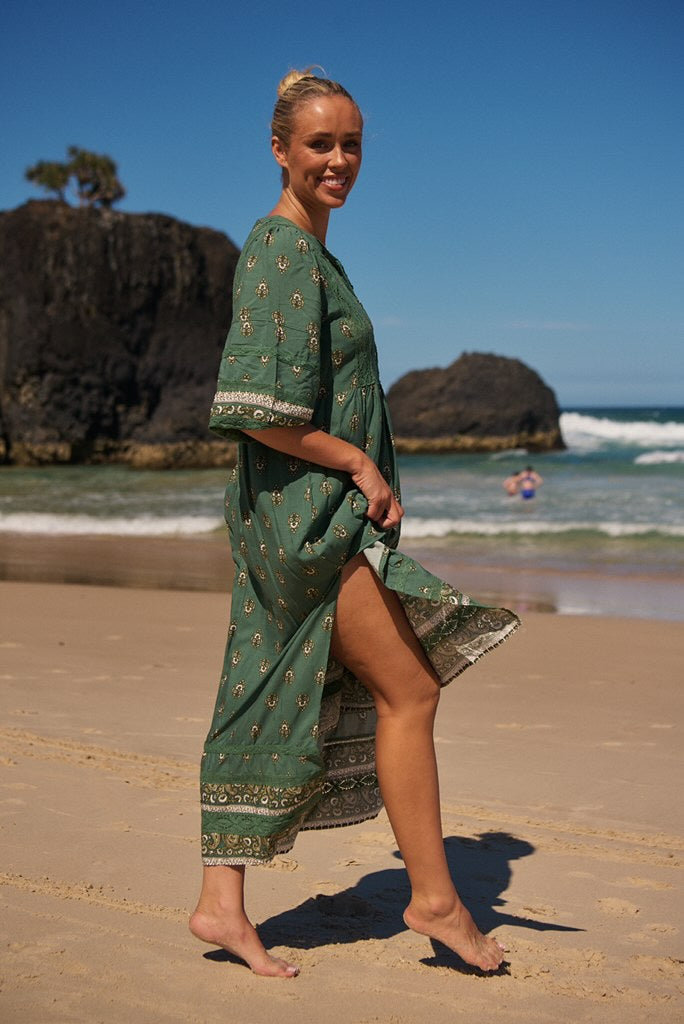 Jaase Boho Green Dress