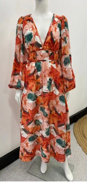 Floral Fantasy Party Dress - Red